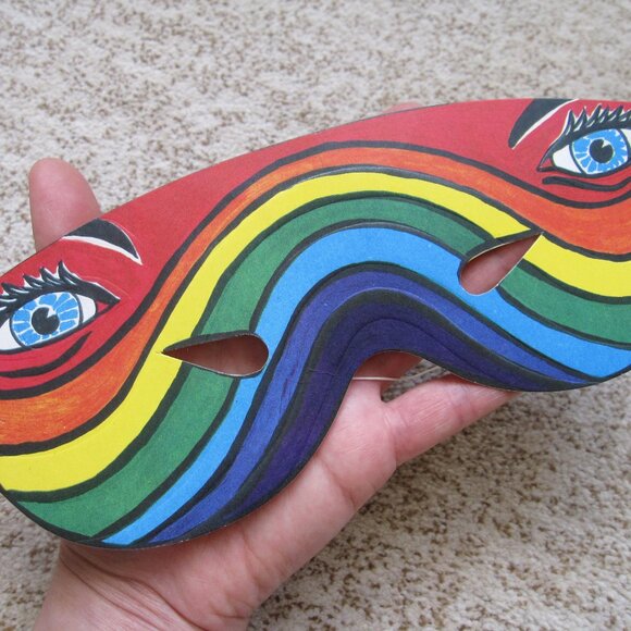 Vintage Set of 5 Masks Masquerade Halloween Carnival Fantasy Rainbow Surreal - Picture 10 of 11